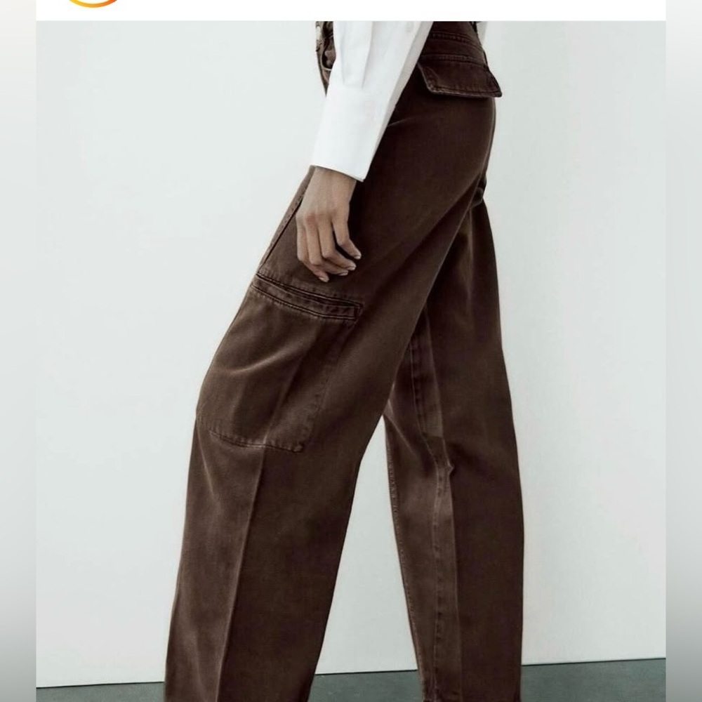 Zara Brown Wide-Leg Flare Jeans